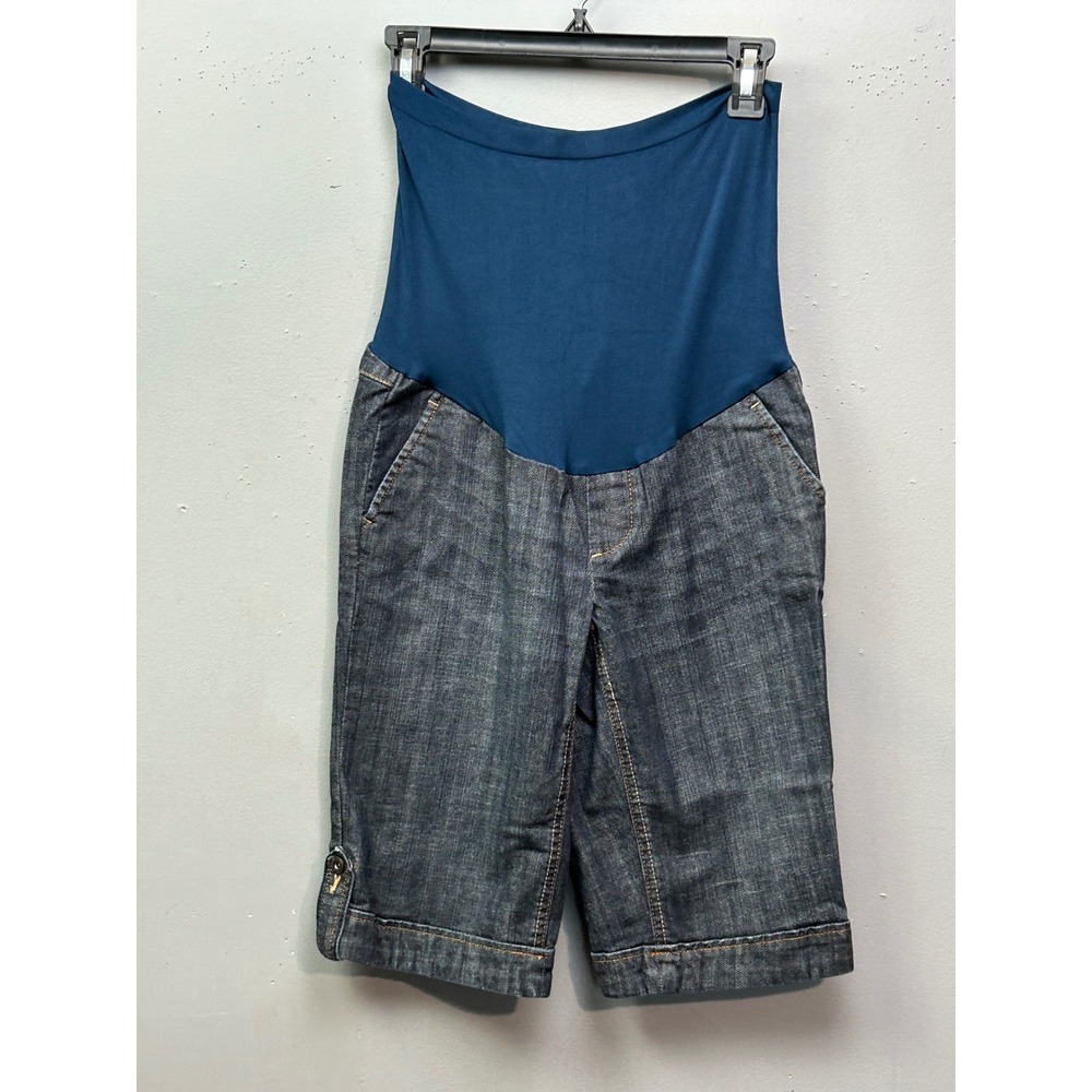 American Star Maternity Denim Shorts Capri Blue Jean Over Belly‎ Size S